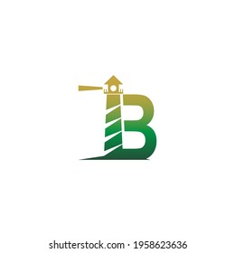 Letter B with lighthouse icon logo design template vector 