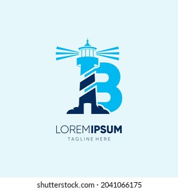Letter B Lighthouse Logo Design Vector Icon Graphic Emblem Illustration