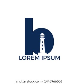 Letter B Lighthouse vector logo design. Lighthouse icon logo design vector template illustration.	
