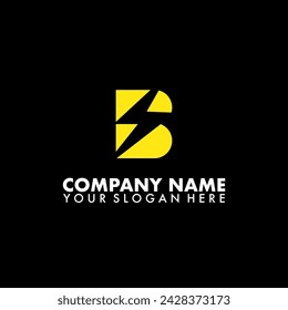 Letter B and lightning bolt logo design vector 