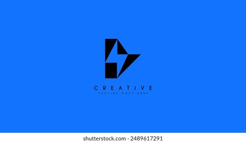 Letter B lightning bolt logo design vector illustration.