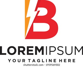 Letter B lightning electric logo