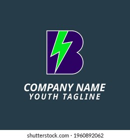 the letter B with the lightning logo is suitable for clothing brands and companies
