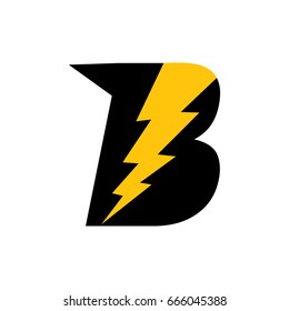 letter b with lightning symbol design logo vector