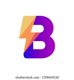 Letter B Lightning Vector Logo Design Template