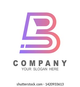 Letter b line curve colorful logotype, identity application or company 