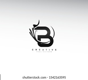 Letter B Linked Artistic Shape Monogram Logotype