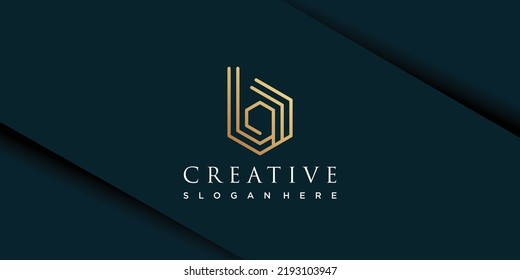 Letter b logo with abstrac design premium vector