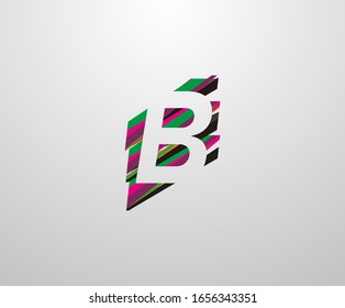 Letter B Logo. Abstract B letter design, made of various Strips shapes in color.