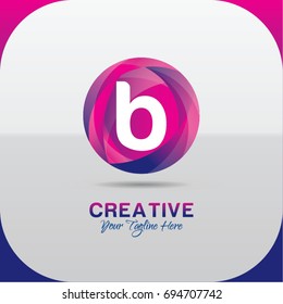 Letter B logo abstract symbol in the colorful circle. Template for your design