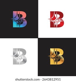 Letter B logo, B logo, AI logo set, modern and minimal design, tech-inspired, colorful icons and symbols, suitable for artificial intelligence, innovation, branding, startups, and digital identity.