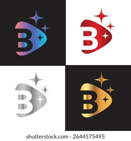 Letter B logo, B logo, AI logo set, modern and minimal design, tech-inspired, colorful icons and symbols, suitable for artificial intelligence, innovation, branding, startups, and digital identity.