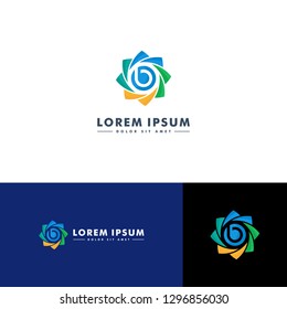 Letter B logo, Bio tech icon, Abstract Sun design vector