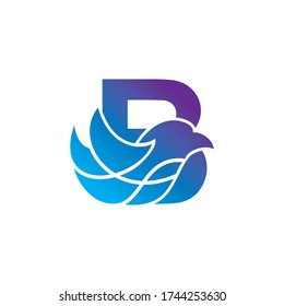 The letter B logo for birds with a gradient color. Vector Illustration. Eps 10.