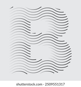 Buchstabe B-Logo mit schwarzen, verdrillten Linien.