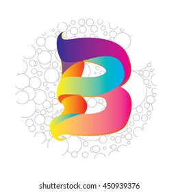 Letter B logo in bubble frame. Colorful vector design for banner, presentation, web page, app icon, card, labels, posters, and publication