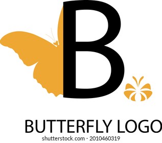 letter B logo with butterfly nature concept