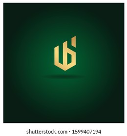 The Letter B logo can be used for application icons. with a green gradient background and gold color.