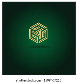 The Letter B logo can be used for application icons. with a green gradient background and gold color.
