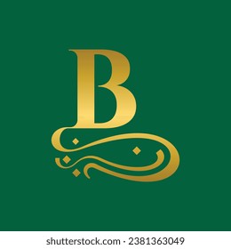 Logo de la letra B. Letra mayúscula para monogramas y logotipos. Hermosa fuente filigrí. Estilo victoriano.