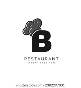 Logo de la letra B con sombrero de chef para un restaurante. Alfabeto B Concepto Diseño Alimentos Empresa Logotipo vectorial ilustración