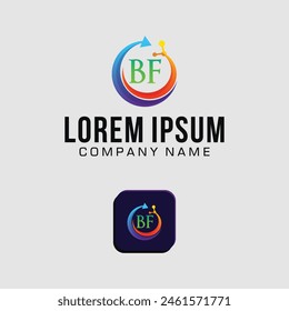 letter B logo  circle  full color gradient illustration