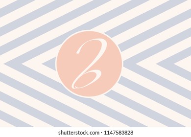 Letter b logo in a circular badge isolated on a retro style background.Hand drawn lettering.Vector icon.