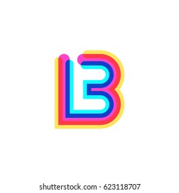 Logotipo de la letra B con la Plantilla del logotipo de CMYK, servicios de impresión, moderno, digital, logotipo de la tecnología