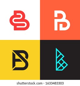 Letter B logo collection vector design. Company monogram logotype icons set.