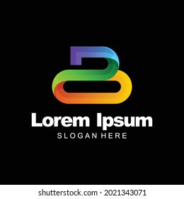 Diseño de plantilla de degradado de color con logotipo de letra b