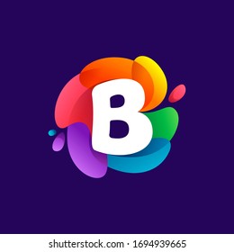 Letter B logo at colorful multicolor gradient splash  Perfect font for media labels  nightlife print  cartoon posters etc 