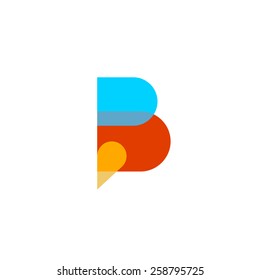 Letter B logo. Colorful speech bubble, transparent parts. Transparency are flattened.