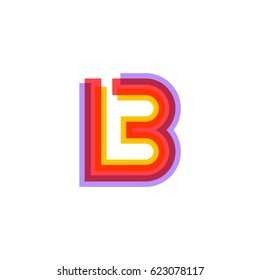 Letter B logo with Colorful three line, real estate, apartment, condo, house, modern, digital, technology logotype