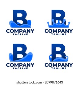 letter B logo combination with water effect shape. good for any business related to water.