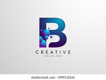 Logo de la letra B combinado con burbujas de color degradado, plantilla de diseño del logotipo