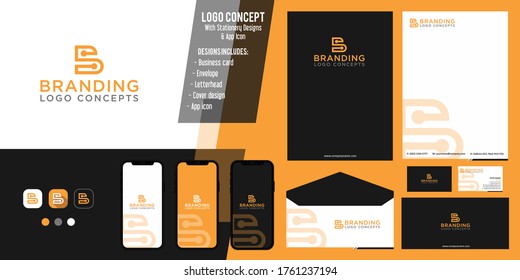 Letter B logo with completed stationery templates, creative, simple, meaningful for your company