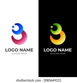 letter B logo concept with 3d colorful style
