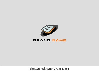 Logotipo de la letra B, logotipo del concepto de la letra B de las iniciales y agujero negro detrás de ella.