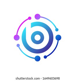 Logotipo de letra B con puntos conectados para vectores de diseño digital o tecnológico