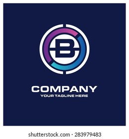 Letter B logo - Creative Circle Logo - Place for Company name and tag line . Business Icon - vector illustration