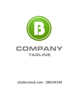 Letter B logo , creative green circle , Elegant calligraphic , Company logo design . vector illustration