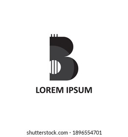 logotipo de letra B ilustración creativa diseño de guitarra plantilla vectorial