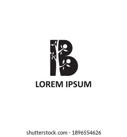 letter B logo creative tree illustration design vector template