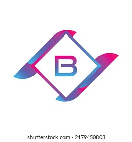 Logo-Design für Buchstaben B, Logo für abstrakte Technik, Vektorgrafik
