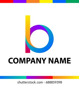 Letter B logo design. Abstract minimalistic symbol made of stripes with color and gradient palettes.