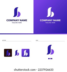 Letter B logo design. App. Universal Premium creative type of business logo. Graphic universal minimal symbol for technology identity. Monogram for business, internet, online shop, logistics company.