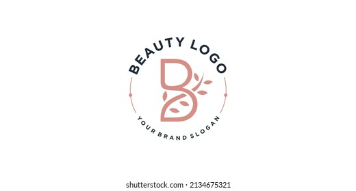 Diseño del logotipo de la letra B para belleza y salud Vector Premium