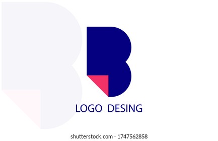 Letter B Logo Design in Blue and pink colour