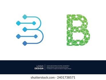 Letter B logo design collection. Abstract symbol for digital technology.