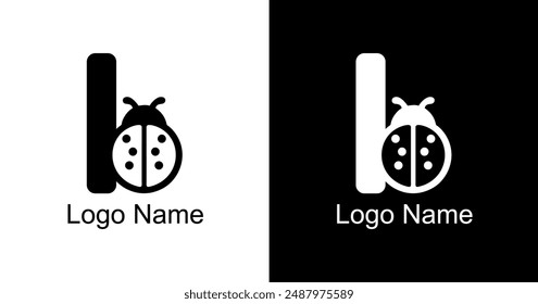 letter b logo design combined with a ladybug shape